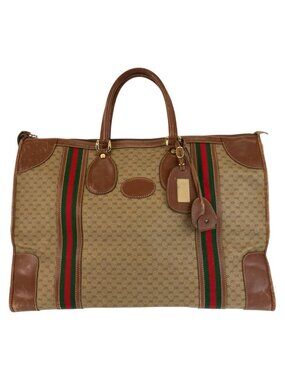 Gucci Vintage Micro GG Sherry Line Brown Boston Bag